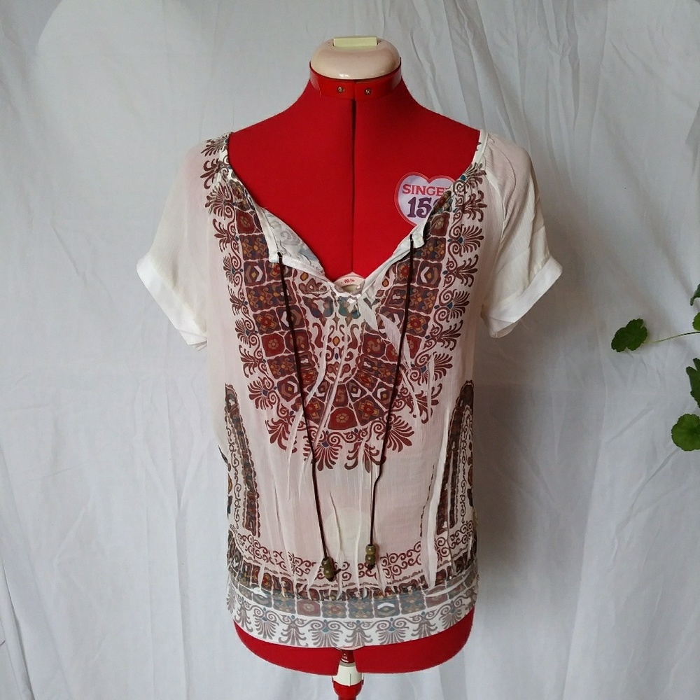 Hippie Gauzy Top, Dashiki Top, Boho Tee, bohemian - Picture 2 of 6